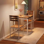 Set tavolo da pranzo per 2 persone, tavolo e sedie da pranzo compatti in 3 pezzi, seduta ergonomica confortevole