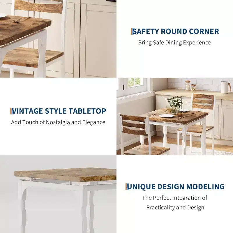 Set tavolo da pranzo per 2 persone, tavolo e sedie da pranzo compatti in 3 pezzi, seduta ergonomica confortevole