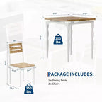 Set tavolo da pranzo per 2 persone, tavolo e sedie da pranzo compatti in 3 pezzi, seduta ergonomica confortevole