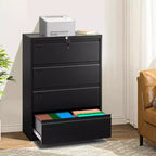 1 Armadio per archivio in metallo a 4 cassetti, alto 52 pollici, in acciaio laminato a freddo [Armadio per archivio laterale standard a 4 cassetti] Piastra in acciaio con rivestimento spessore 0,6 mm
