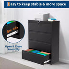 1 Armadio per archivio in metallo a 4 cassetti, alto 52 pollici, in acciaio laminato a freddo [Armadio per archivio laterale standard a 4 cassetti] Piastra in acciaio con rivestimento spessore 0,6 mm