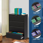 1 Armadio per archivio in metallo a 4 cassetti, alto 52 pollici, in acciaio laminato a freddo [Armadio per archivio laterale standard a 4 cassetti] Piastra in acciaio con rivestimento spessore 0,6 mm