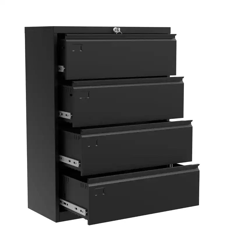 1 Armadio per archivio in metallo a 4 cassetti, alto 52 pollici, in acciaio laminato a freddo [Armadio per archivio laterale standard a 4 cassetti] Piastra in acciaio con rivestimento spessore 0,6 mm