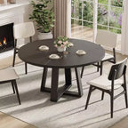 47In Round Dining Table, Kitchen Table with Sturdy Cross-Shaped Base & Adjustable Foot Pads for Dining Room, Kitchen, Living Room(Table Only)