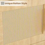 Libreria a 5 Ripiani, Libreria Bohemien con Ante in Rattan, Libreria in Legno con Contenitore, Scaffale Alto per Libri, Grande Libreria per Soggiorno, Casa
