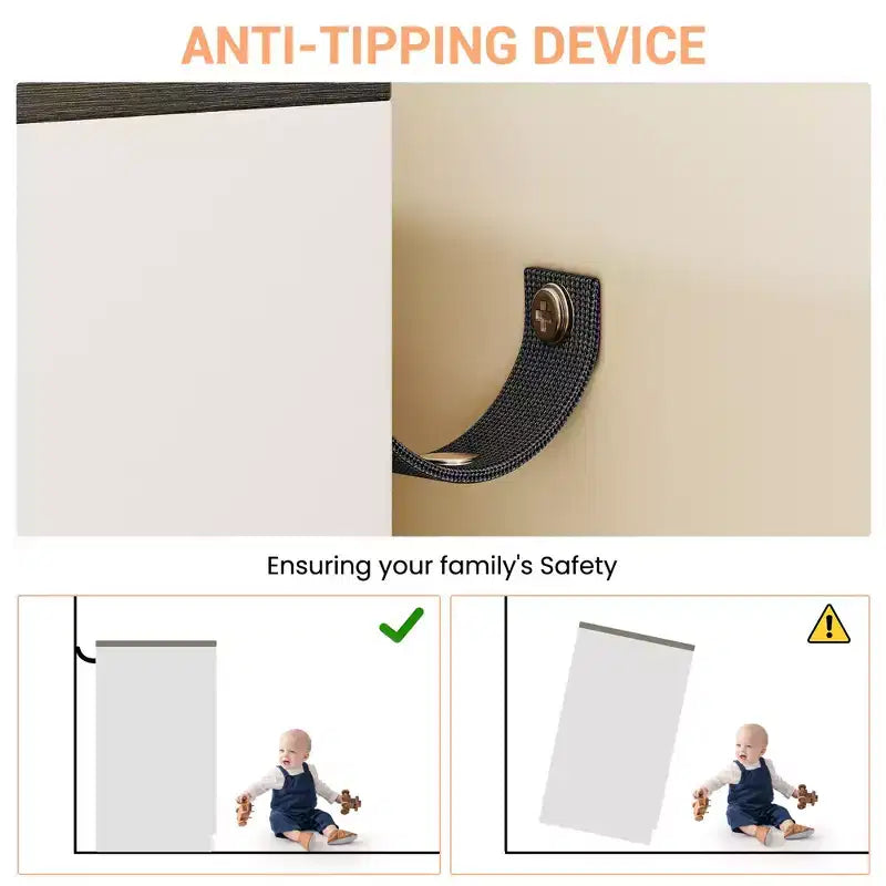 Cassettiera in Legno con 4 Cassetti e Asta Appendiabiti per Camera da Letto, Armadio a 2 Ante Alto 110 cm, Mobile Contenitore Basso per Vestiti Appesi