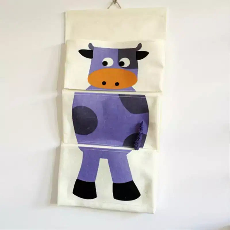 Alilang organizer pensile in tela con motivo coccodrillo a fumetto e tre tasche 64,7x30 cm