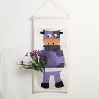 Alilang organizer pensile in tela con motivo coccodrillo a fumetto e tre tasche 64,7x30 cm