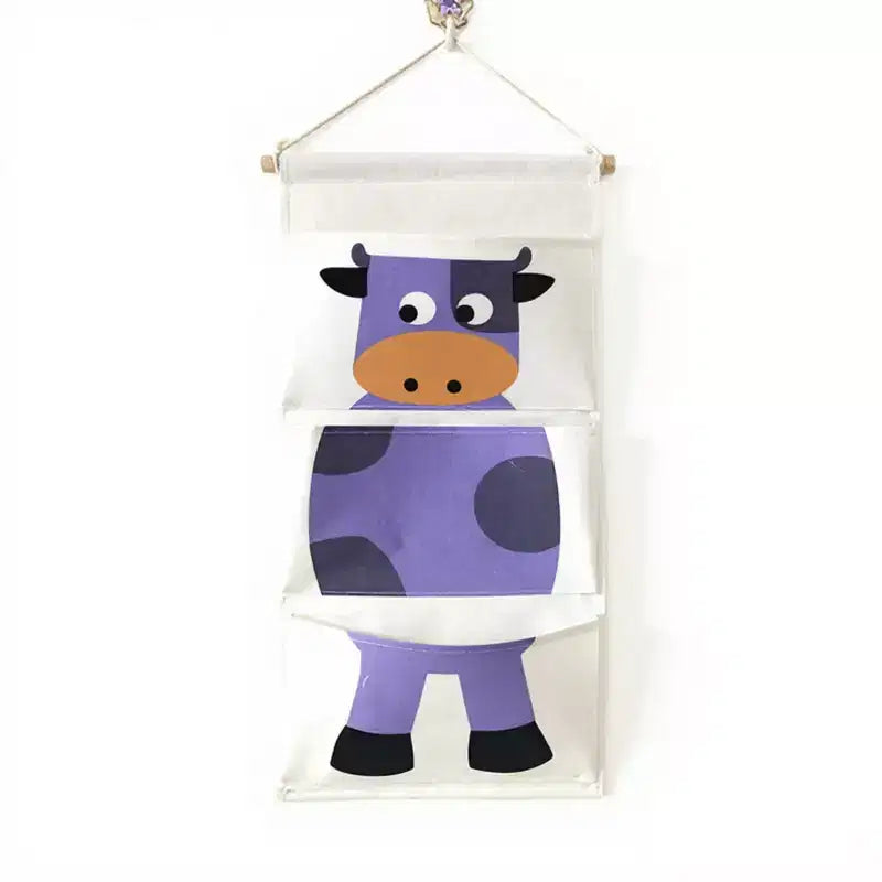 Alilang organizer pensile in tela con motivo coccodrillo a fumetto e tre tasche 64,7x30 cm