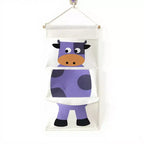 Alilang organizer pensile in tela con motivo coccodrillo a fumetto e tre tasche 64,7x30 cm