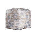 HomeRoots 18 Blue Cotton Abstract Pouf Ottoman