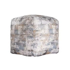 HomeRoots 18 Blue Cotton Abstract Pouf Ottoman