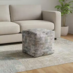 HomeRoots Pouf Ottomano Astratto in Cotone Blu 18