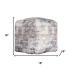 HomeRoots Pouf Ottomano Astratto in Cotone Blu 18
