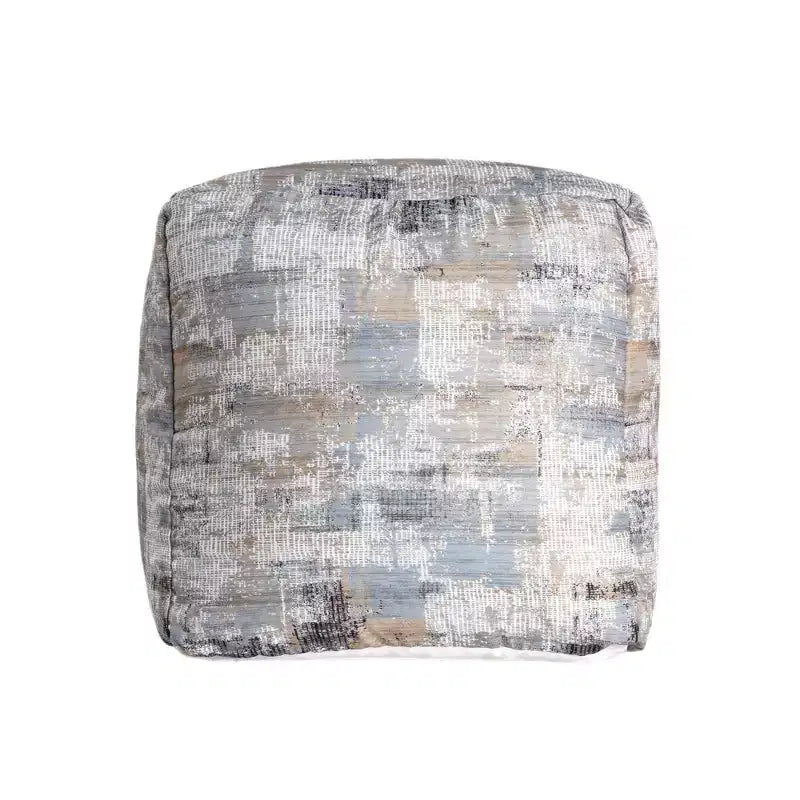 HomeRoots Pouf Ottomano Astratto in Cotone Blu 18