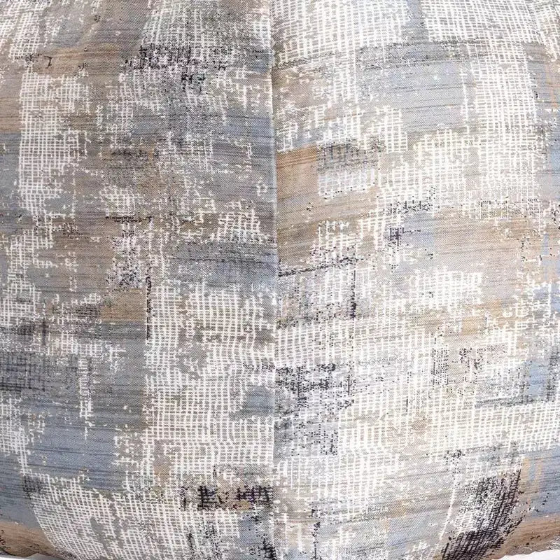 HomeRoots Pouf Ottomano Astratto in Cotone Blu 18