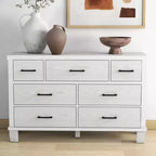 Dresser for Bedroom with 7 Drawers, Storage Chest of Drawers with Metal Handle, Wooden Dresser Organizer for Living Room,Entrywaywhite