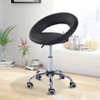Sgabello da salone Crescent con rotelle, altezza regolabile, schienale aperto traspirante, sedile imbottito in schiuma e 5 rotelle piroettanti