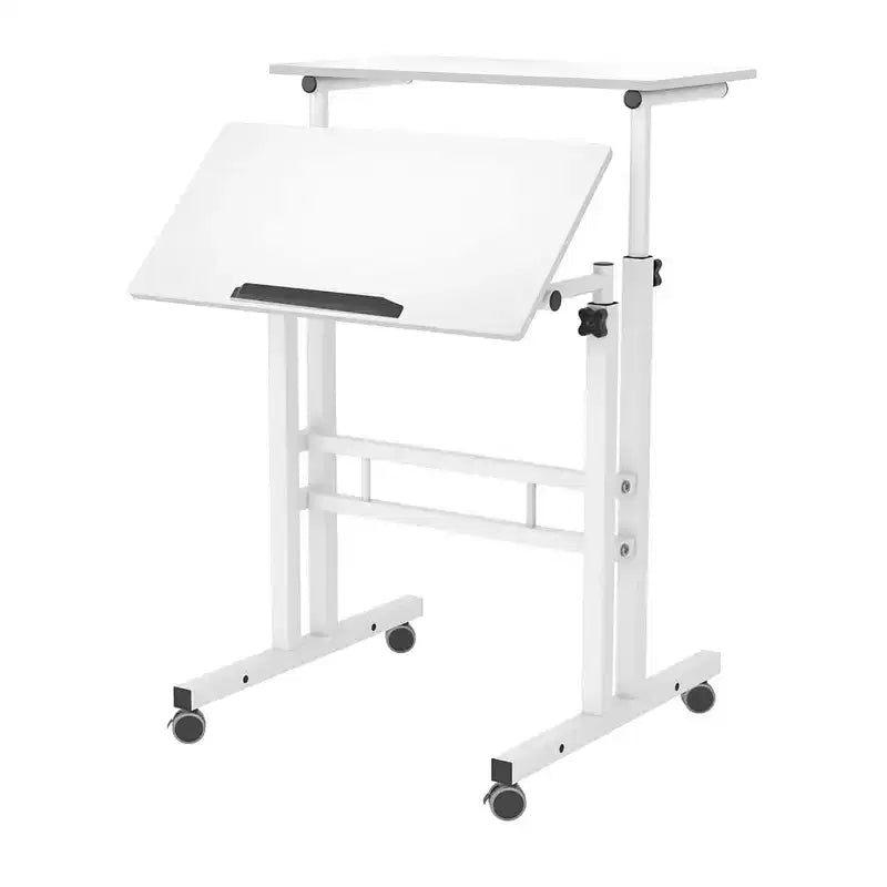Scrivania piccola per ufficio domestico - Tavolo computer mobile ad altezza regolabile con ruote