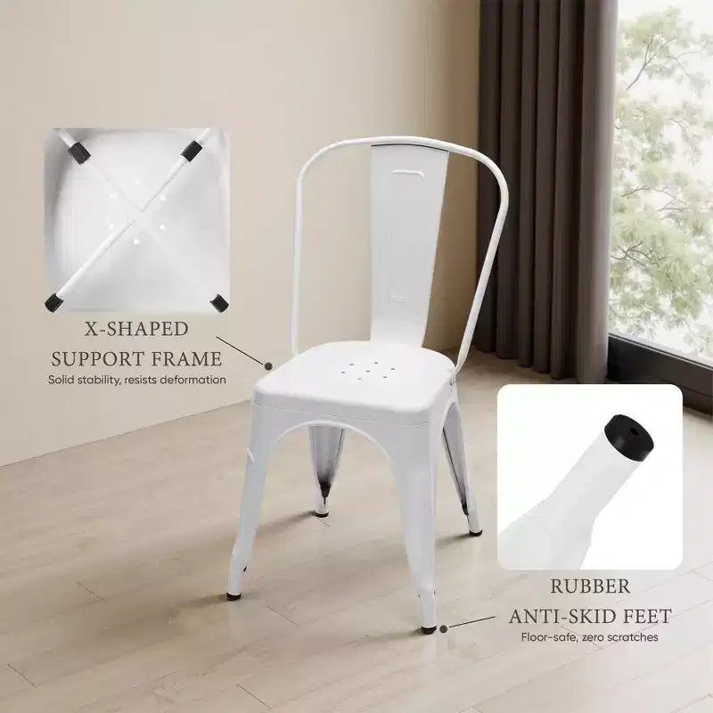 JIONJOY Sedie da pranzo moderne impilabili in metallo, set da 4 da 18 pollici, capacità 113 kg, per cucina/sala da pranzo