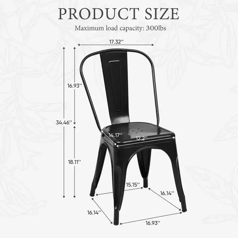 JIONJOY Sedie da pranzo moderne impilabili in metallo, set da 4 da 18 pollici, capacità 113 kg, per cucina/sala da pranzo