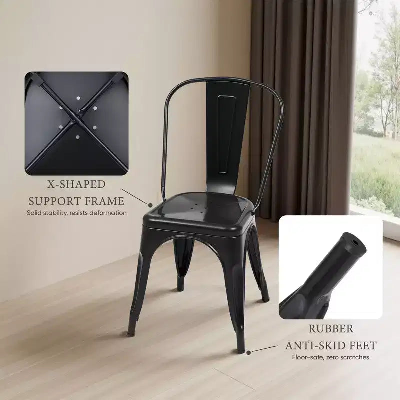 JIONJOY Sedie da pranzo moderne impilabili in metallo, set da 4 da 18 pollici, capacità 113 kg, per cucina/sala da pranzo