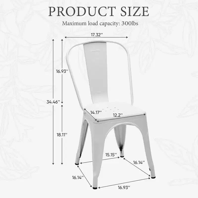 JIONJOY Sedie da pranzo moderne impilabili in metallo, set da 4 da 18 pollici, capacità 113 kg, per cucina/sala da pranzo