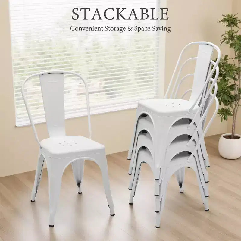 JIONJOY Sedie da pranzo moderne impilabili in metallo, set da 4 da 18 pollici, capacità 113 kg, per cucina/sala da pranzo