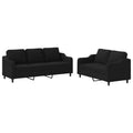 vidaXL 2 Piece Sofa Set with Cushions Black Fabric