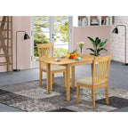 Set da Tavolo da Pranzo a 3 Pezzi con Finitura Marrone Naturale Rovere in Legno Massello HomeStock per Piccoli Spazi