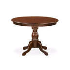 Set Sala da Pranzo 3 Pezzi in Mogano Massiccio, Piano in Legno, con Bottoni, Rotondo - 4 Posti