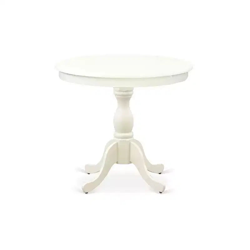 Set da pranzo 3 pezzi in legno massello con finitura lino bianco - Top imbottito trapuntato a bottoni - 4 posti