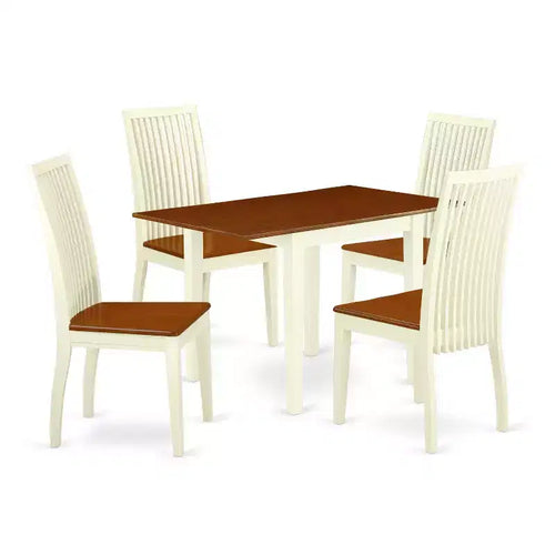 5-Piece Buttermilk and Cherry Solid Wood Top - Dining Room Set - Seats 4