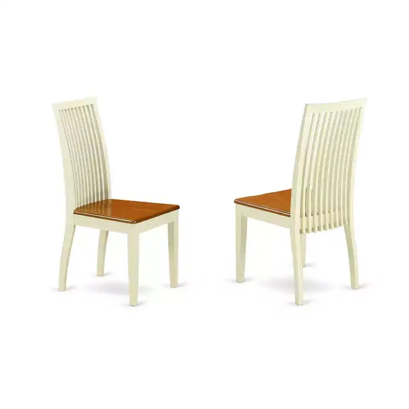 Set da pranzo 5 pezzi in legno massello con piano color latticello e ciliegio - 4 posti a sedere