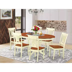 Set da tavolo per sala da pranzo 7 pezzi, tavolo da cucina ovale con 6 sedie, finitura ciliegio e burro