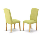 Set da pranzo rettangolare - Tavolo 3 pezzi con allunga a farfalla e 2 sedie Parsons - Tessuto di lino, gambe in rovere