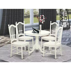 Set tavolo da pranzo rotondo - Tavolo da cucina 5 pezzi con sedie, finitura bianco lino antico, tavolo da 36 pollici