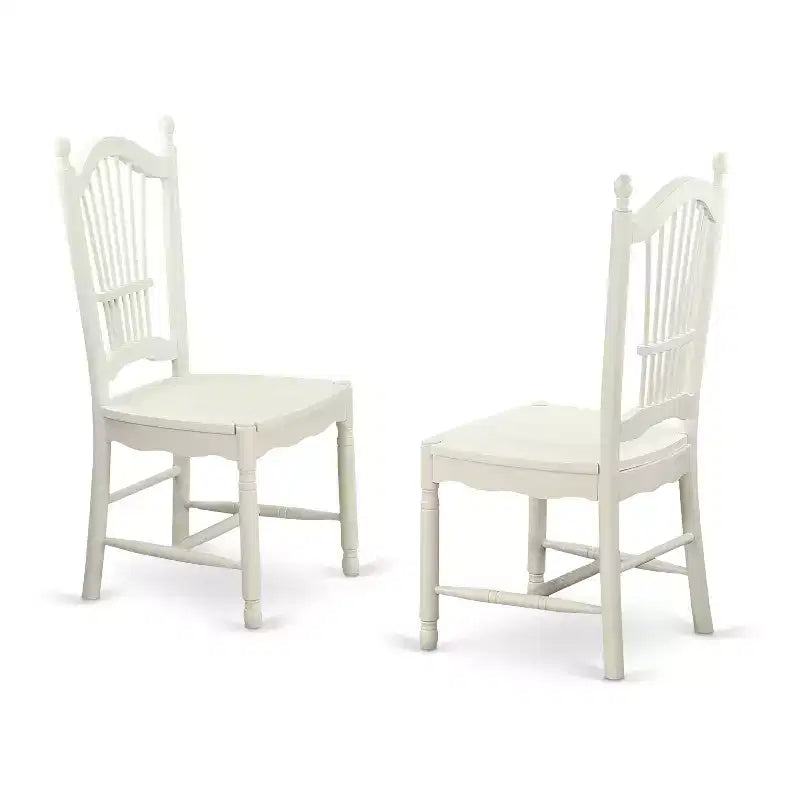Set tavolo da pranzo rotondo - Tavolo da cucina 5 pezzi con sedie, finitura bianco lino antico, tavolo da 36 pollici