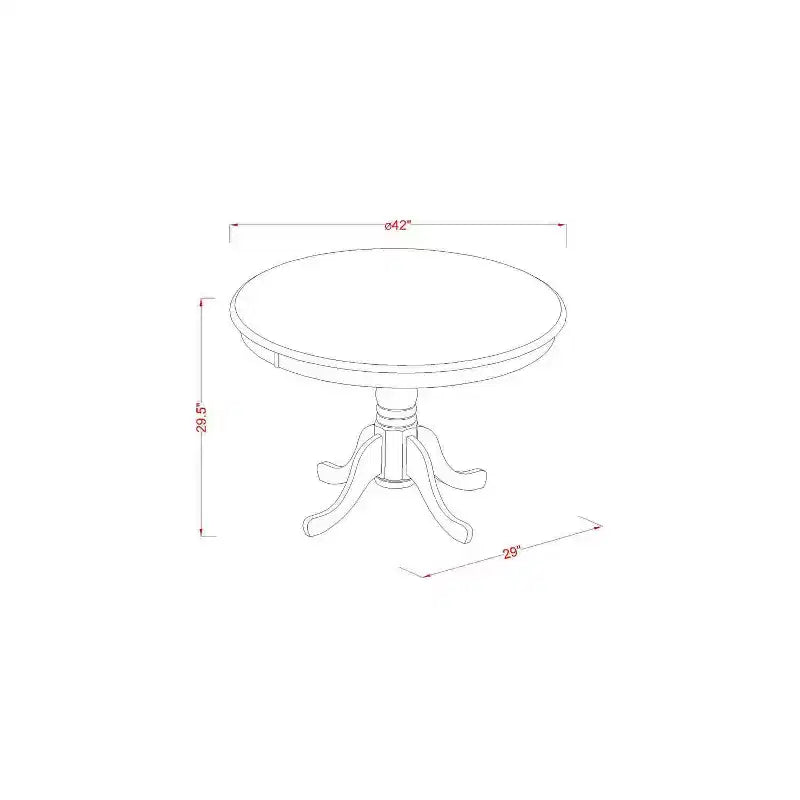 Set da pranzo 3 pezzi con piano rotondo in legno massello con finitura mogano, imbottito - 4 posti
