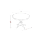Set da pranzo 3 pezzi con piano rotondo in legno massello con finitura mogano, imbottito - 4 posti