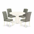 HomeStock 5-Piece Buttermilk and Cherry Finish Solid Wood Top Dining Table with 4-Parson Chair