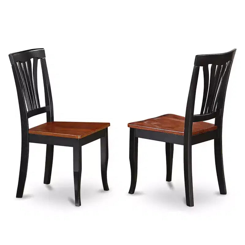 HomeStock Tavolo da Pranzo Quadrato 7 Pezzi in Legno Massello con Finitura Nera e Ciliegio con 6 Sedie
