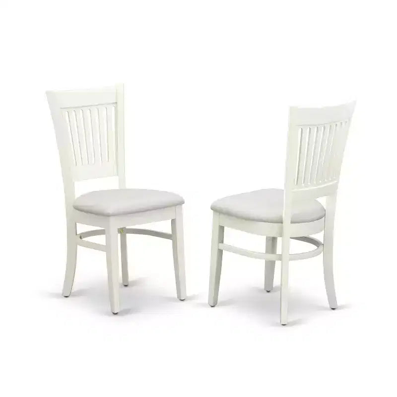 Set da pranzo rotondo a 5 pezzi in legno massello con finitura bianca lino - 4 posti a sedere