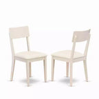 HomeStock Set da pranzo in 3 pezzi con piano rotondo in legno massello e finitura bianco lino