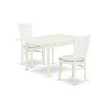 HomeStock 3-Pc Linen White Finish Rectangular Solid Wood Top With Dropleaf Dining Table Set