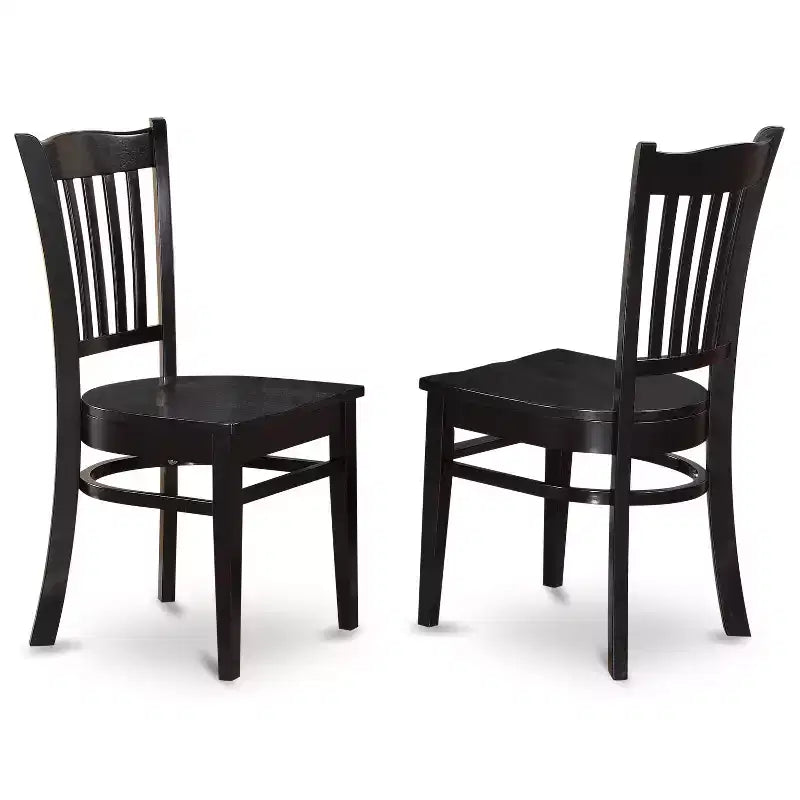 HomeStock Tavolo da Pranzo Rettangolare 7 Pezzi con Finitura Nera, Piano in Legno Massello e 6 Sedie