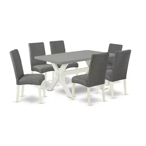 7-Piece Rectangle Natural Oak Finish Solid Wood Top Dining Table with 6-Chairs with
