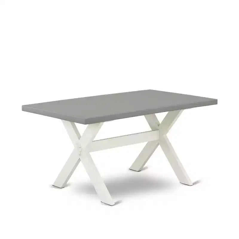 Tavolo da pranzo rettangolare a 7 pezzi con piano in legno massello con finitura in rovere naturale e 6 sedie con