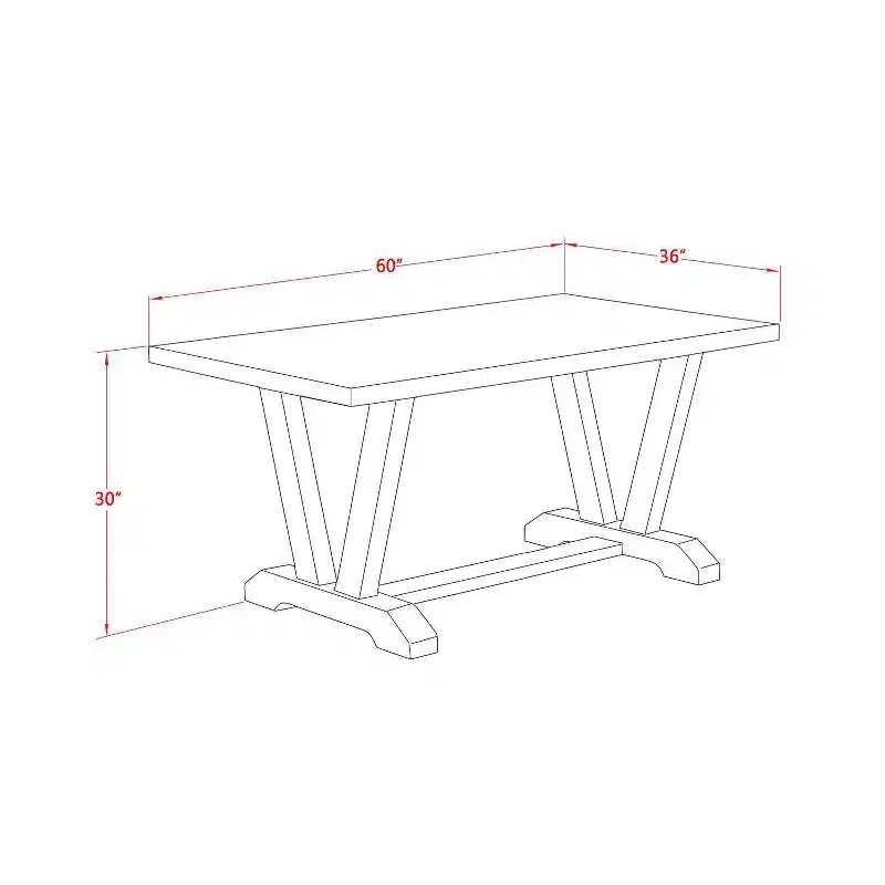 Tavolo da pranzo rettangolare a 7 pezzi con piano in legno massello con finitura in rovere naturale e 6 sedie con