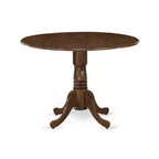 Set da 3 pezzi per sala da pranzo con tavolo rotondo imbottito in legno massello finitura noce antico - 4 posti